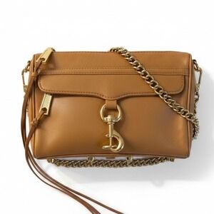 Rebecca Minkoff crossbody bag tan leather gold chain crossbody